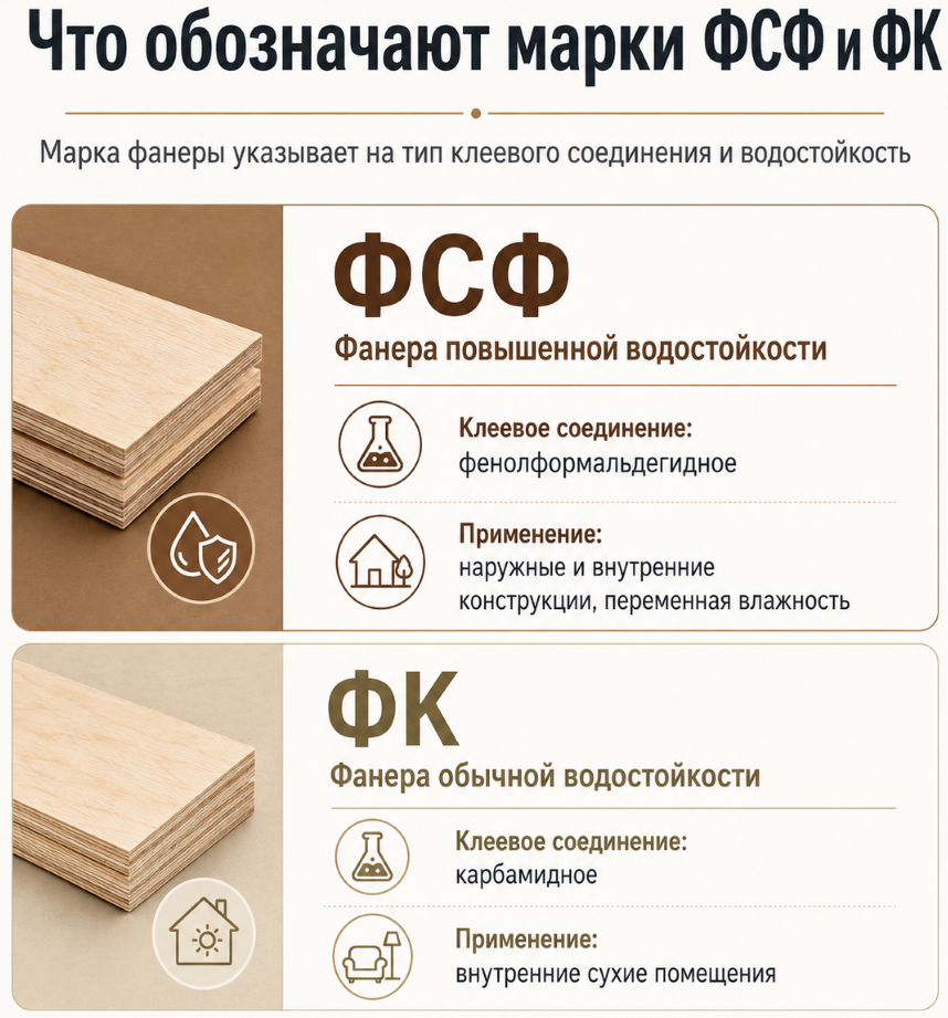 Фанера ФСФ и ФК: что это